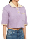 Le Maille Arco Contrasted Cropped Knit Polo Shirt Purple - JACQUEMUS - BALAAN 4