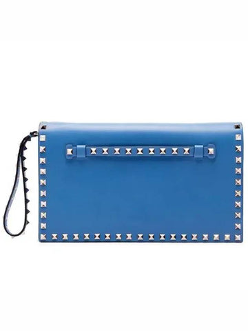 Rockstud Flap ClutchJW2B0399NBD L31 Blue - VALENTINO - BALAAN 1