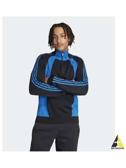 Logo Quarter Zip Jumper Knit Top Blue - ADIDAS - BALAAN 2