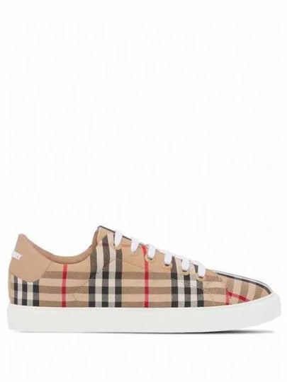 Vintage Check and Leather Sneakers Archive Beige - BURBERRY - BALAAN 2