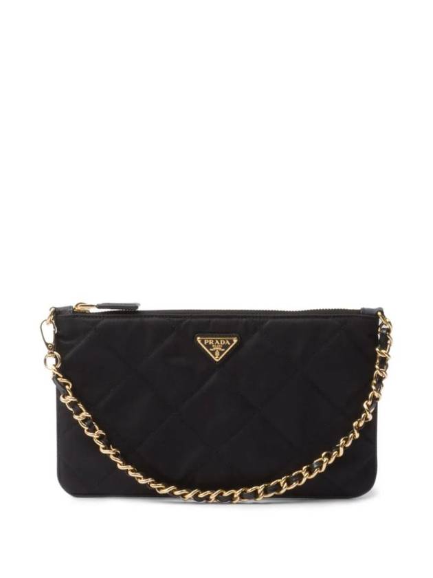 Triangle Logo Chain Pouch Shoulder Bag Black - PRADA - BALAAN 1