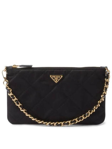 Triangle Logo Chain Pouch Black - PRADA - BALAAN 1