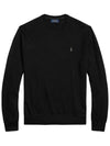 Logo Crew Neck Wool Knit Top Black - POLO RALPH LAUREN - BALAAN 2