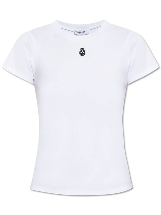 Alexander McQueen T-shirt With Embroidery, Women's, White - ALEXANDER MCQUEEN - BALAAN 1