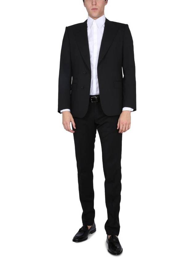 Men's Single Breasted Stretch Wool Jacket Black - DOLCE&GABBANA - BALAAN 3