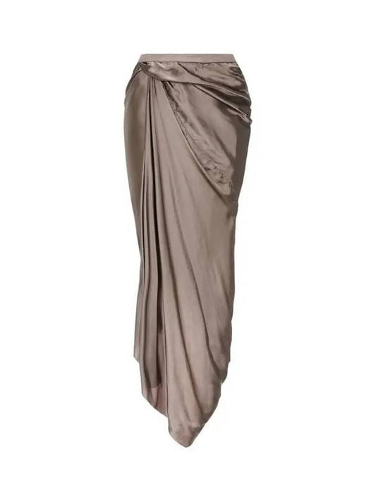 WOMEN Rayon Drape Wrap Skirt Warm Gray 271358 - RICK OWENS - BALAAN 1