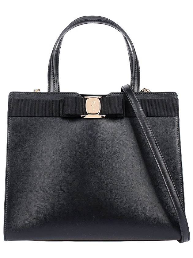 Vara Bow Top Handle Tote Bag Black - SALVATORE FERRAGAMO - BALAAN 3