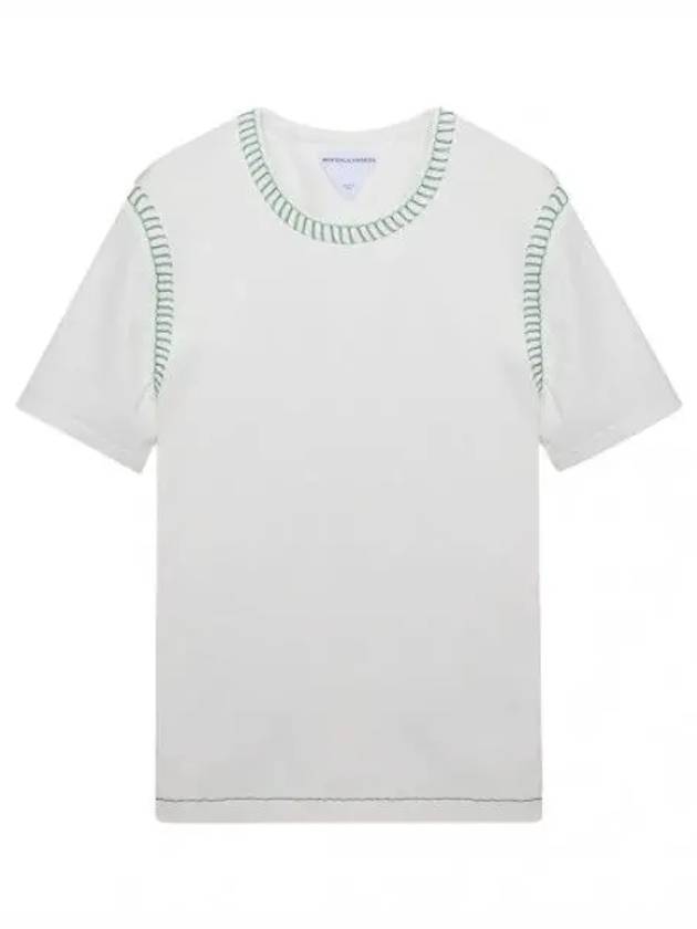 Overlock stitch cotton jersey t shirt women s short sleeve tee - BOTTEGA VENETA - BALAAN 1