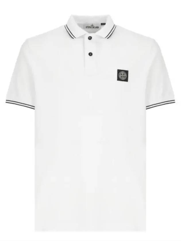 Organic Cotton Elastane Pique Polo Shirt White - STONE ISLAND - BALAAN 2