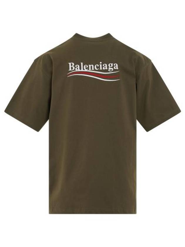 Wave Logo Political Campaign Large Fit Short Sleeve T Shirt Khaki - BALENCIAGA - BALAAN 5