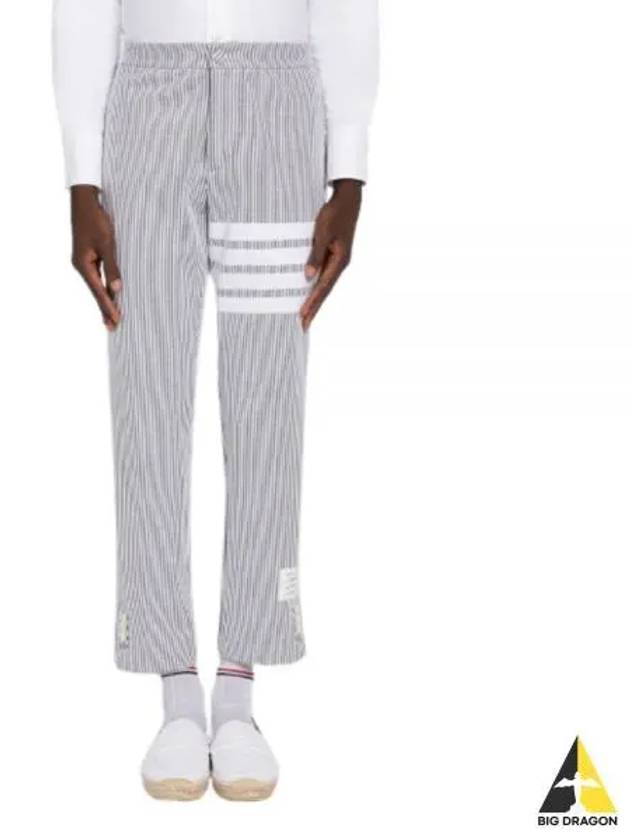 Seersucker Loopback 4 Button Vent Straight Pants Light Grey - THOM BROWNE - BALAAN 2