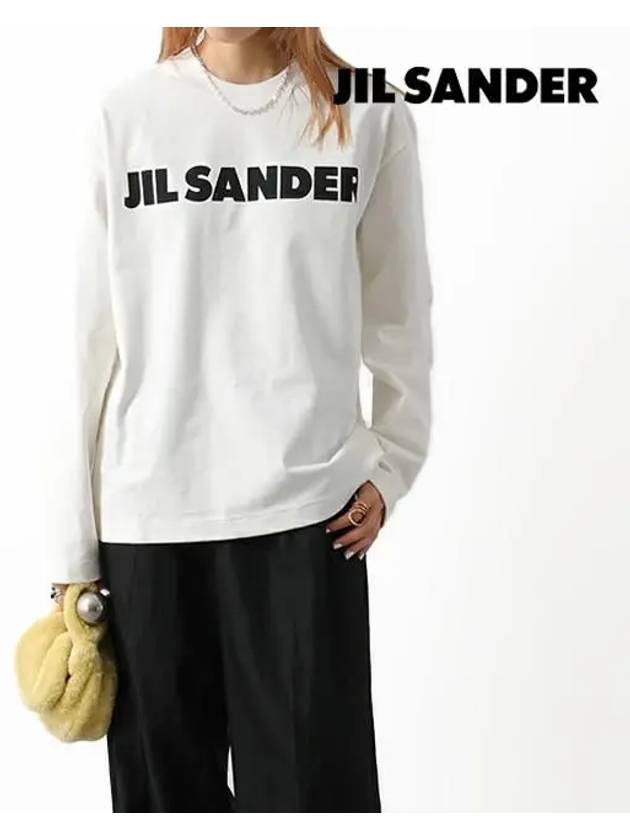 Logo Print Long Sleeve T Shirt White - JIL SANDER - BALAAN 5