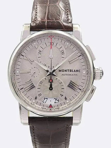 7104 Star 44MM Roman Chrono See through Back Automatic Leather Band Men s Watch - MONTBLANC - BALAAN 1