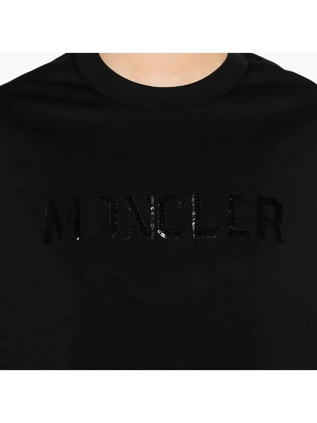 Sequin Logo Cotton Women s Crop Short Sleeve T Shirt 8C00031 89AJU - MONCLER - BALAAN 5