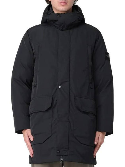 Polyester Micro Twill Long Down Parka Black - STONE ISLAND - BALAAN 2