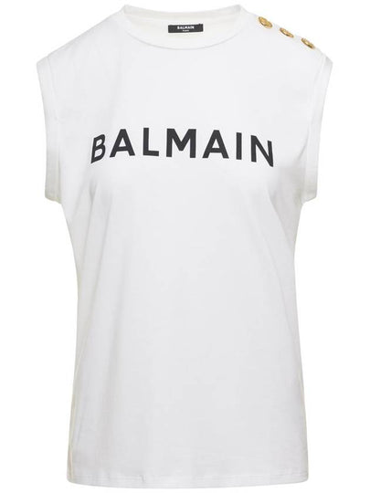 logo print sleeveless white - BALMAIN - BALAAN 2