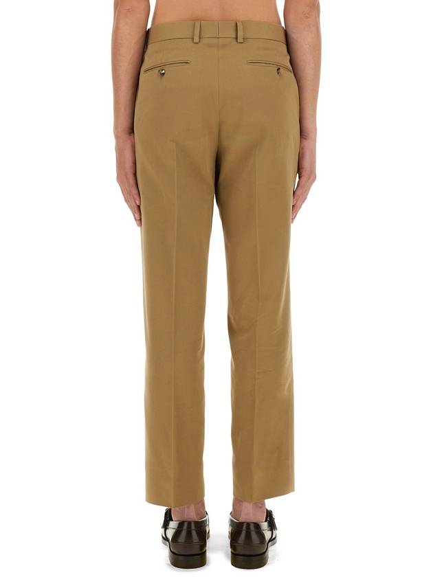 Gabardine Cotton Straight Pants Beige - GUCCI - BALAAN 4