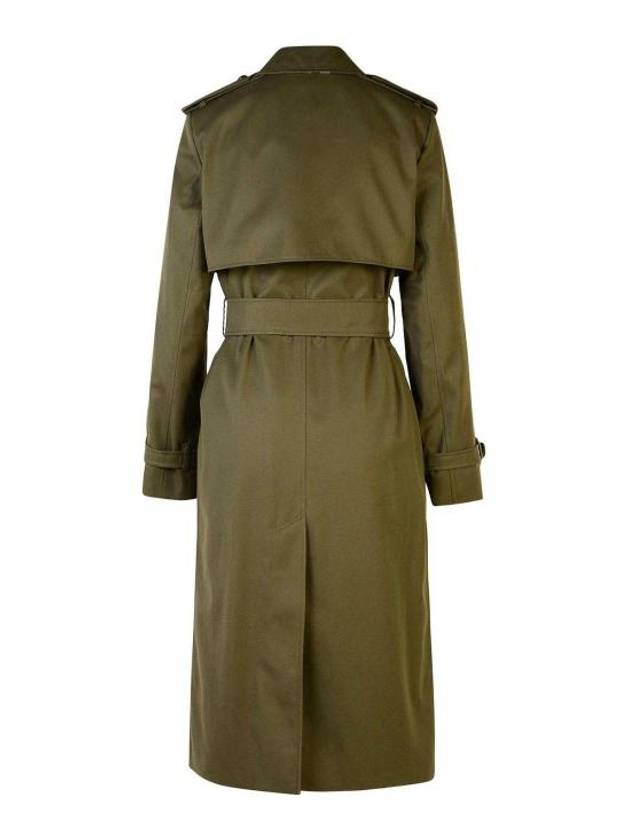 Double Breasted Long Cotton Blend Trench Coat Military - BURBERRY - BALAAN 3