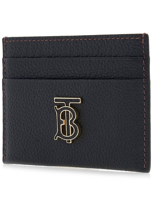 Grainy TB Logo Calfskin Card Wallet Black - BURBERRY - BALAAN 3