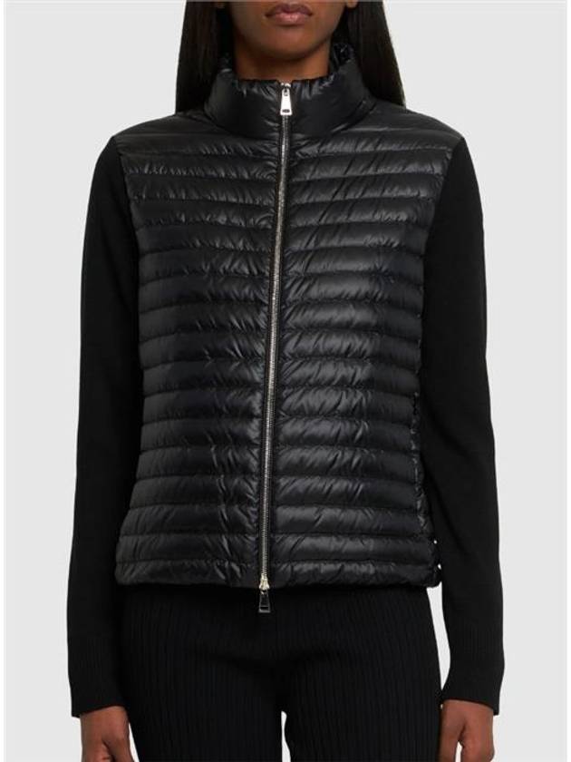 Padded Wool Cardigan Black - MONCLER - BALAAN 4