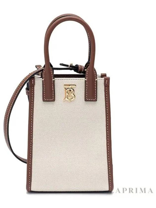 Francis Canvas Leather Mini Bag Ecru Tan - BURBERRY - BALAAN 2