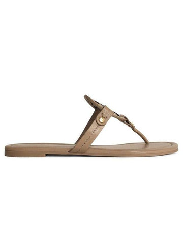 Tory Burch 'Miller' Beige Leather Flip-Flops - TORY BURCH - BALAAN 1