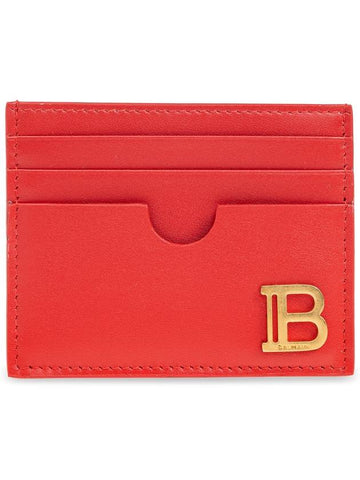 Balmain Leather Card Holder, Women's, Red - BALMAIN - BALAAN 1