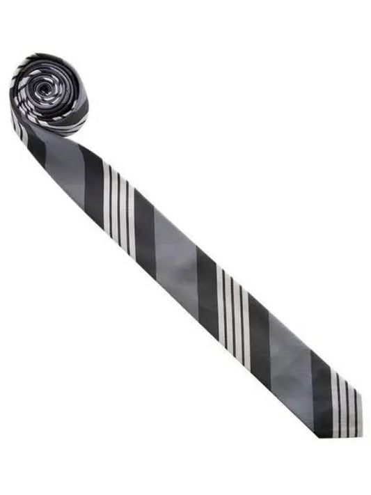 4 Bar Stripe Tie Grey - THOM BROWNE - BALAAN 2