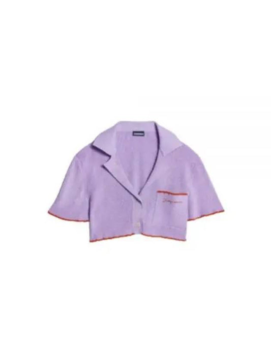 Le Haute Brilleau Smarkly Crop Bowling Cardigan Purple - JACQUEMUS - BALAAN 2