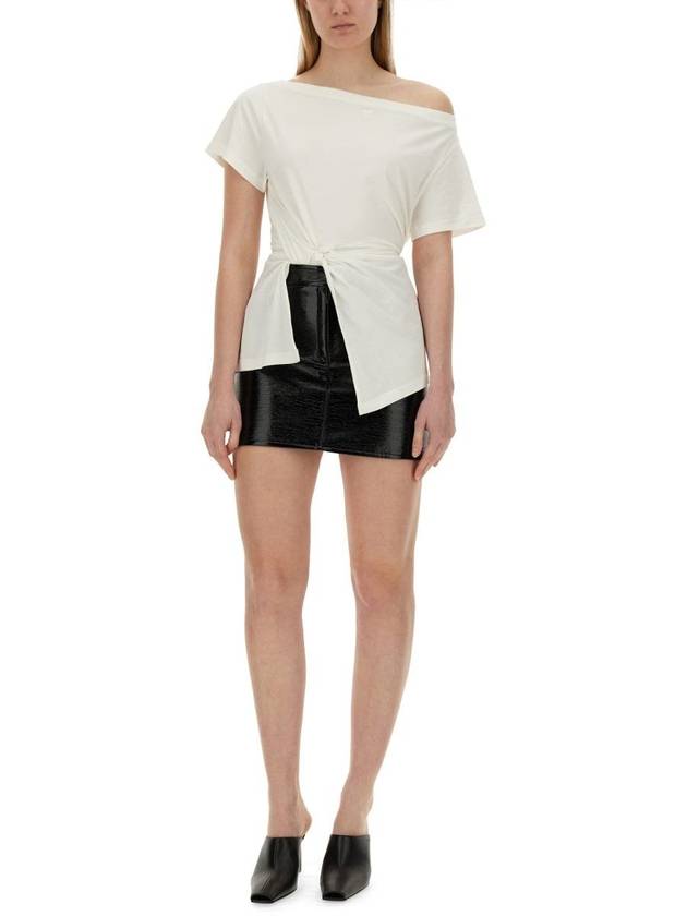 Boat neck cotton blouse white - COURREGES - BALAAN 3