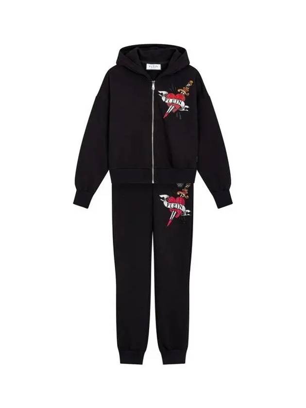 Women Heart Hotpiece Jogging Tracksuit Black - PHILIPP PLEIN - BALAAN 1