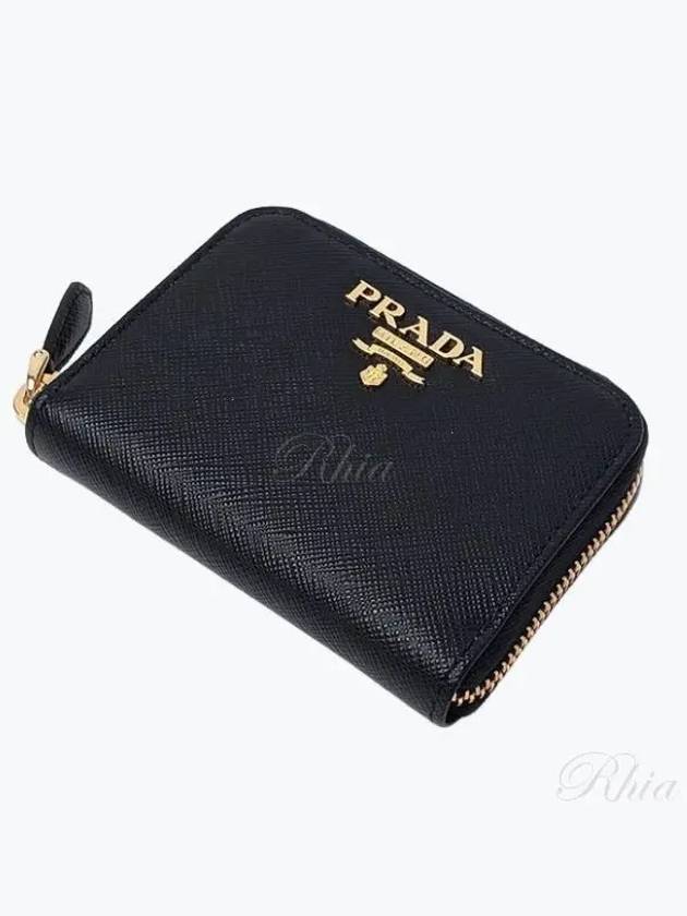 Metal Logo Saffiano Coin Card Wallet Black - PRADA - BALAAN 2