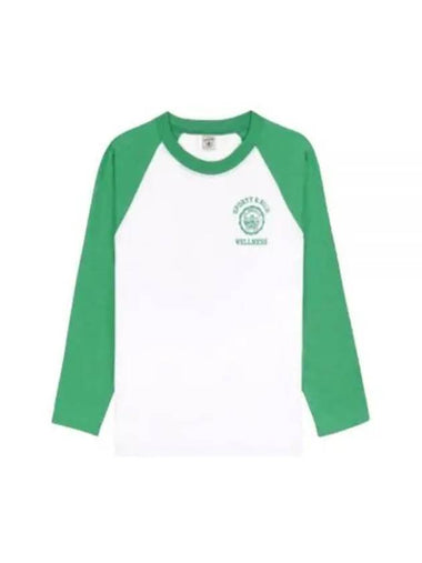 24 Emblem Baseball Tee WhiteVerde TO045S405EW Long Sleeve T Shirt - SPORTY & RICH - BALAAN 1