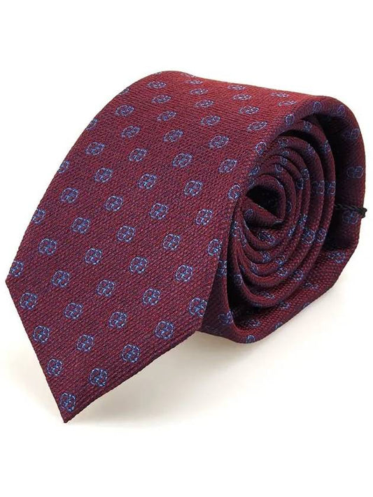 GG pattern silk wool tie burgundy - GUCCI - BALAAN 1