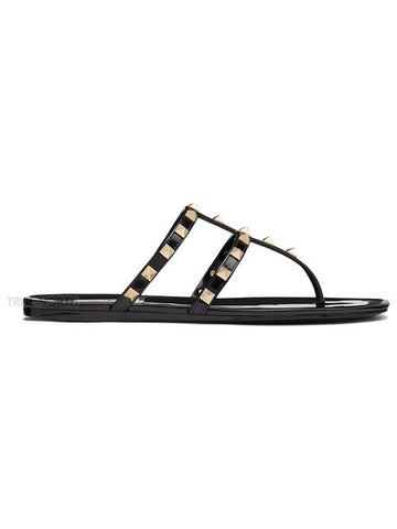 Women's Rockstud Flip Flops Black - VALENTINO - BALAAN 1