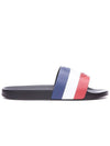 Basil Logo Emboss Striped Slippers Black - MONCLER - BALAAN 2