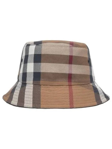 Checked cotton canvas bucket hat breech brown - BURBERRY - BALAAN 1