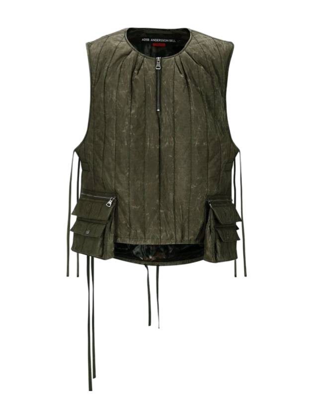 Wax Coated Padded Turtle Vest Khaki - ANDERSSON BELL - BALAAN 1