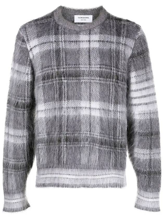 Check 4 Bar Mohair Knit Top Grey - THOM BROWNE - BALAAN 4