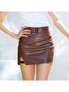 Slit Leather Skirt Brown - J JANE - BALAAN 1