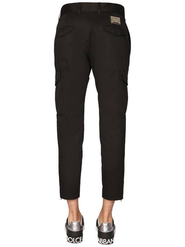 Stretch Cotton Cargo Straight Pants Black - DOLCE&GABBANA - BALAAN 4