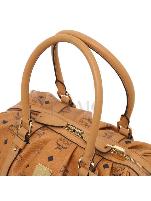 MCM Visetos Camel Round Boston Bag Tote - MCM - BALAAN 4