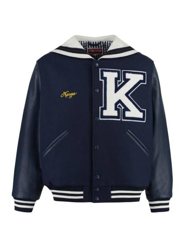 Men's Sailor Varsity Wool Jacket Navy - KENZO - BALAAN 2