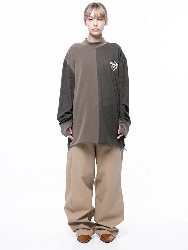 Men s M243MT03KA Circular Reverse Sleeve Half Neck Sweatshirt Khaki Beige - CHANCE'S NOI - BALAAN 5