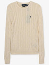 Embroidered Logo Pony Cable Knit Top Cream - POLO RALPH LAUREN - BALAAN 3