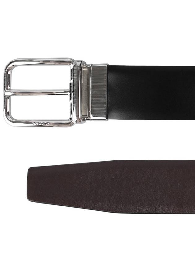 Reversible Leather Belt Black - PRADA - BALAAN 4