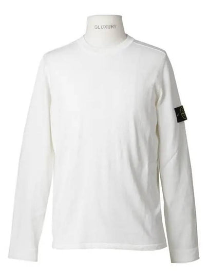 Wappen Patch Crew Neck Cotton Knit Top White - STONE ISLAND - BALAAN 2