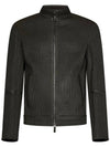 23FW Men's Seersucker Texture Leather Jacket H41R81E1P81 599 BPG - EMPORIO ARMANI - BALAAN 1