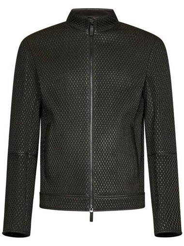 23FW Men's Seersucker Texture Leather Jacket H41R81E1P81 599 BPG - EMPORIO ARMANI - BALAAN 1