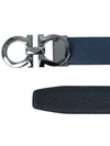 Silver Gancini Reversible Leather Belt Ultramarine Black - SALVATORE FERRAGAMO - BALAAN 4